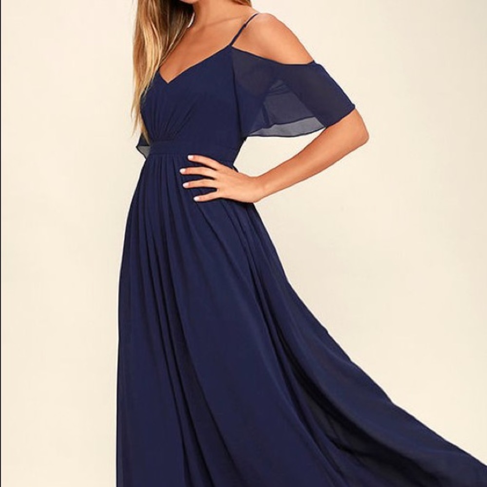 Lulus Ways of Desire Navy Blue Maxi Dress